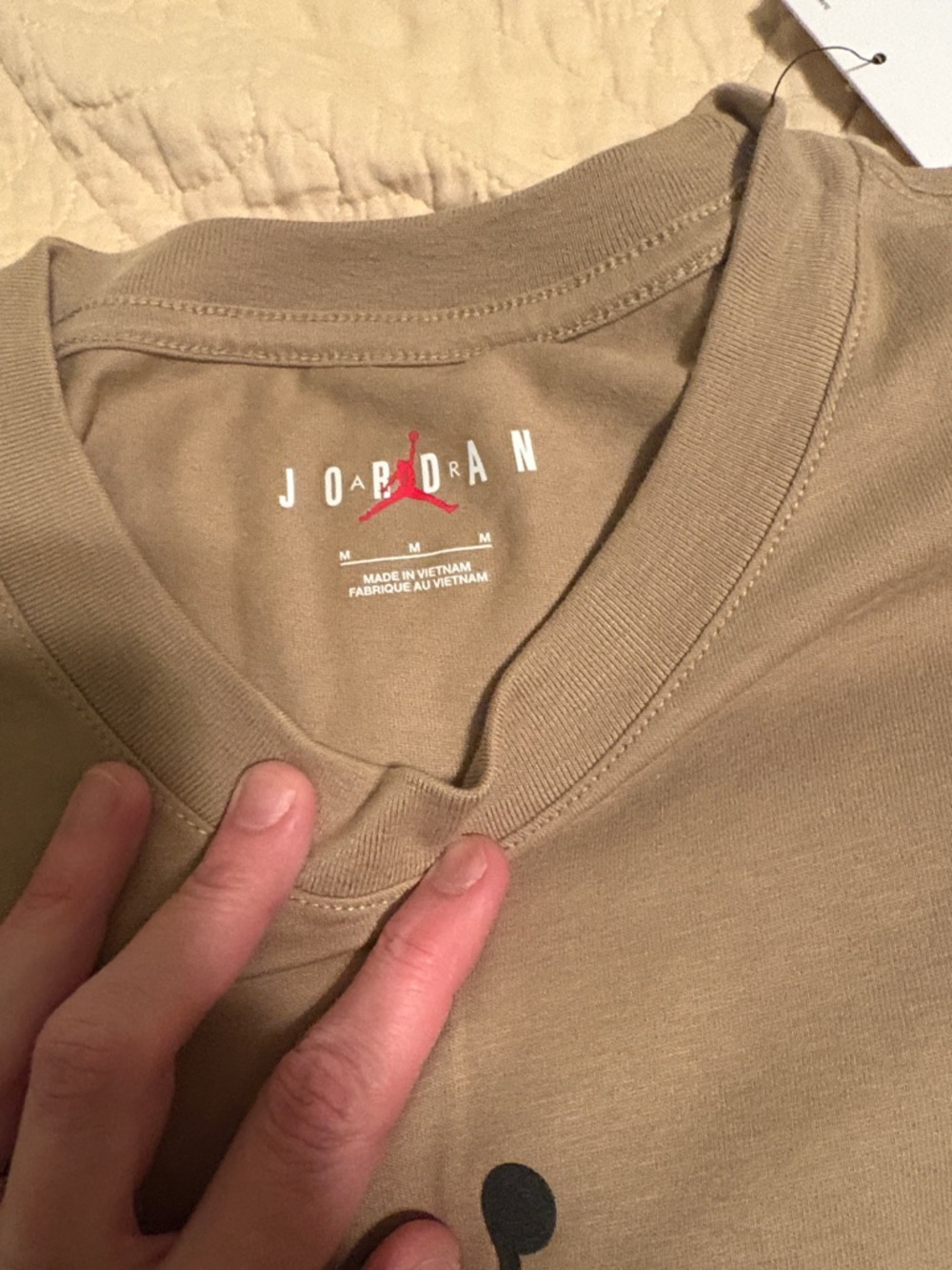 Jordan Short Sleeve Tee in Beige with Black Jumpman - Picture 3 of 5